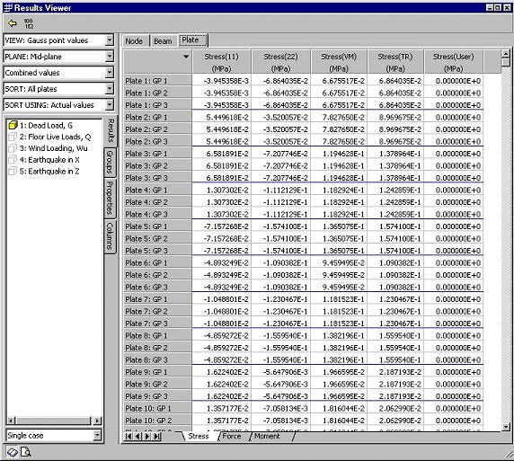 Result listings spreadsheet